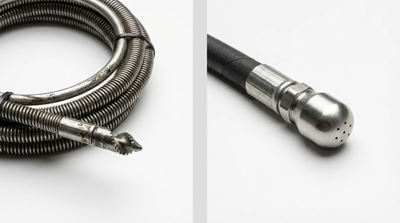 Drain snake cable and hydro jetting nozzle used for drain cleaning in Clintwood, VA