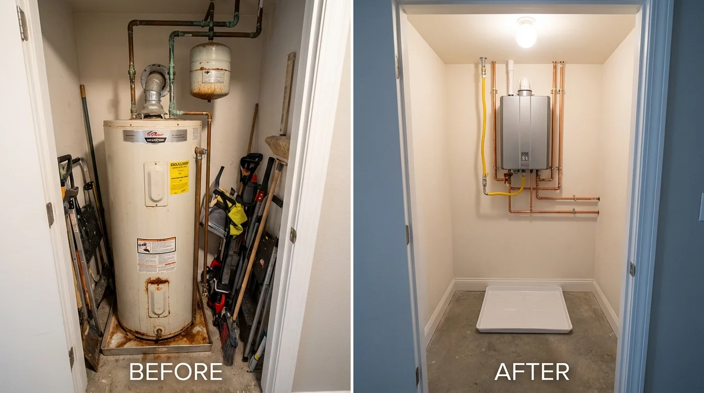 Tank water heater versus wall-mounted tankless unit comparison for Clintwood, VA homeowners