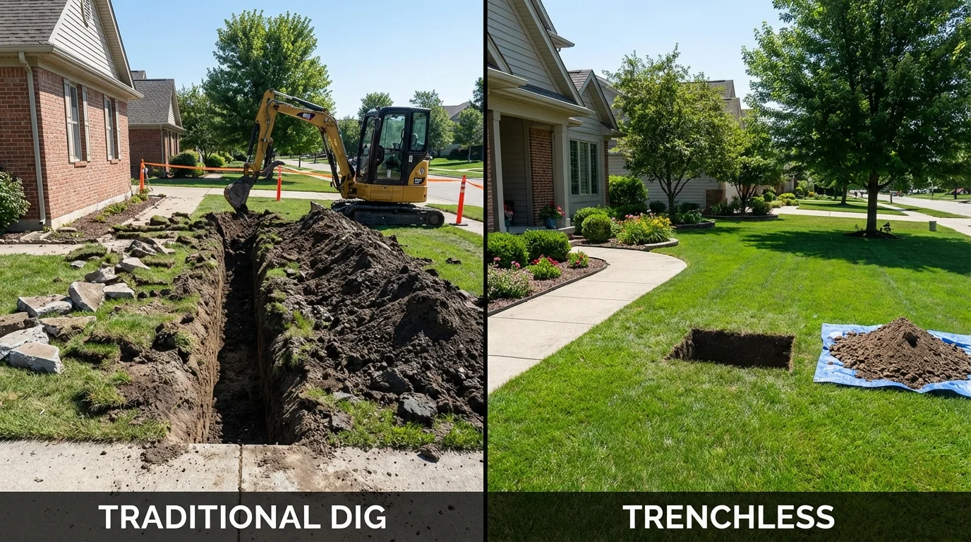 Trenchless sewer repair with minimal yard damage versus traditional excavation in Clintwood, VA